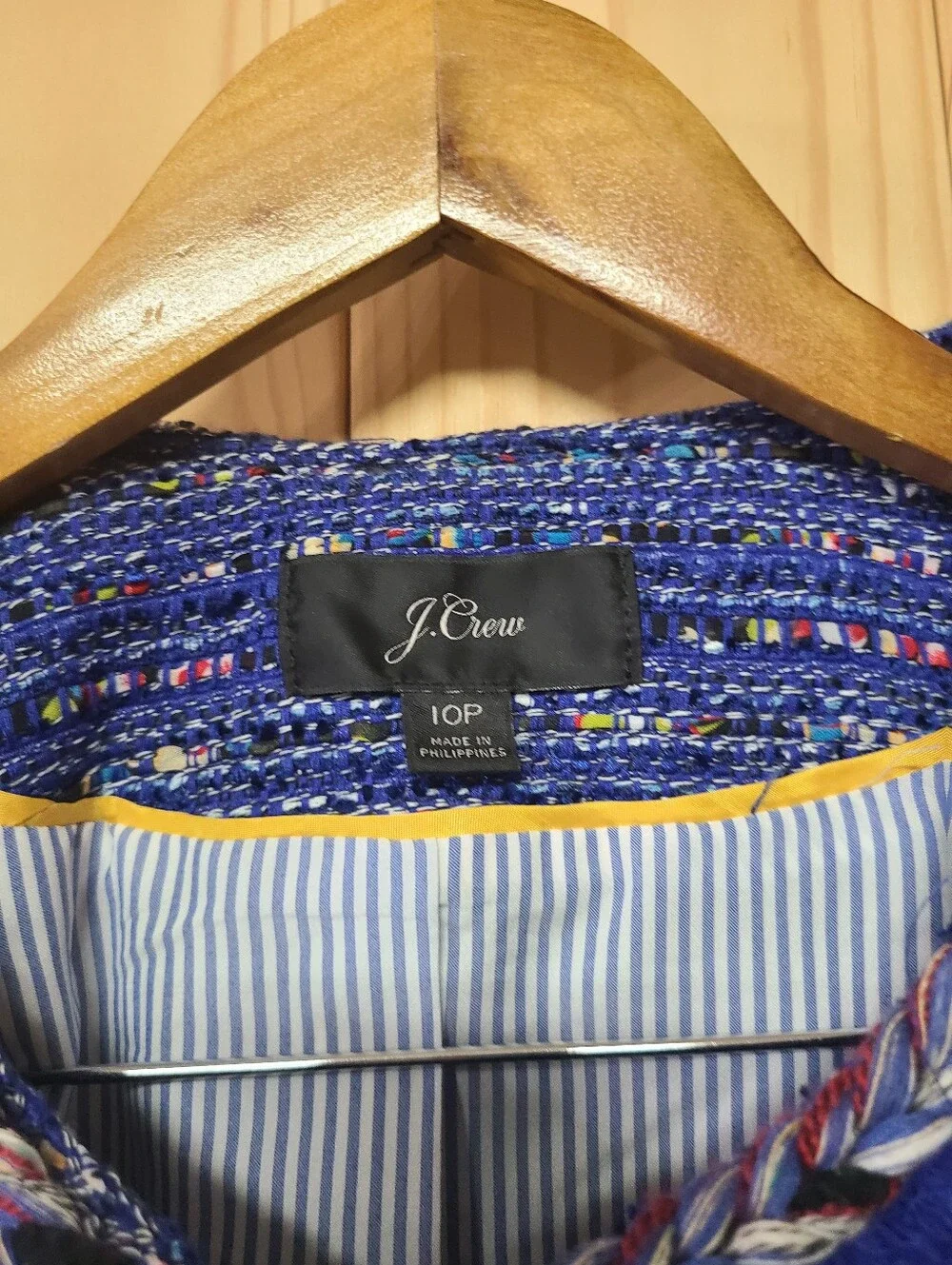 J.Crew Cropped Bouclé Jacket in Vibrant Blue Tweed